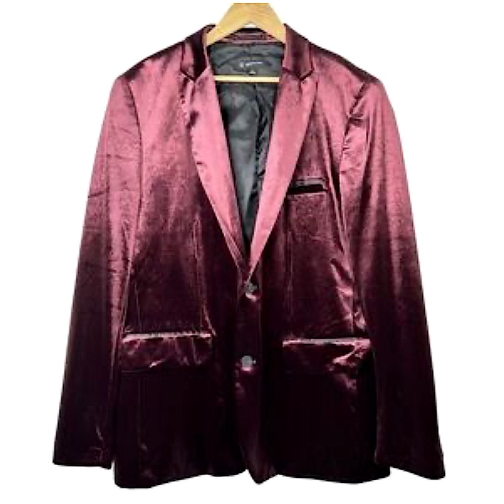 • INC mens blazer velvet look maroon purple xlarge